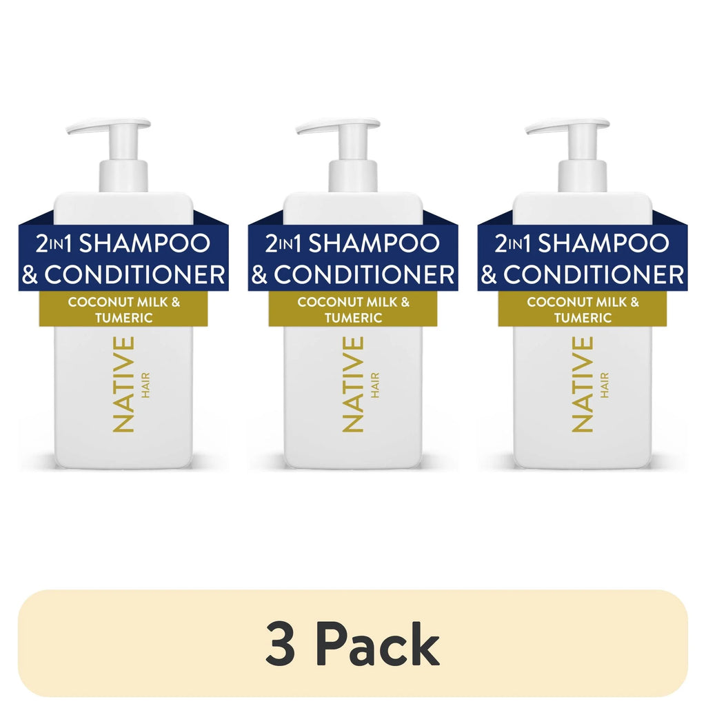 (3 Pack)  Curls Care 2-In-1 Conditioning Shampoo with Coconut Milk & Turmeric, 16.5 Oz