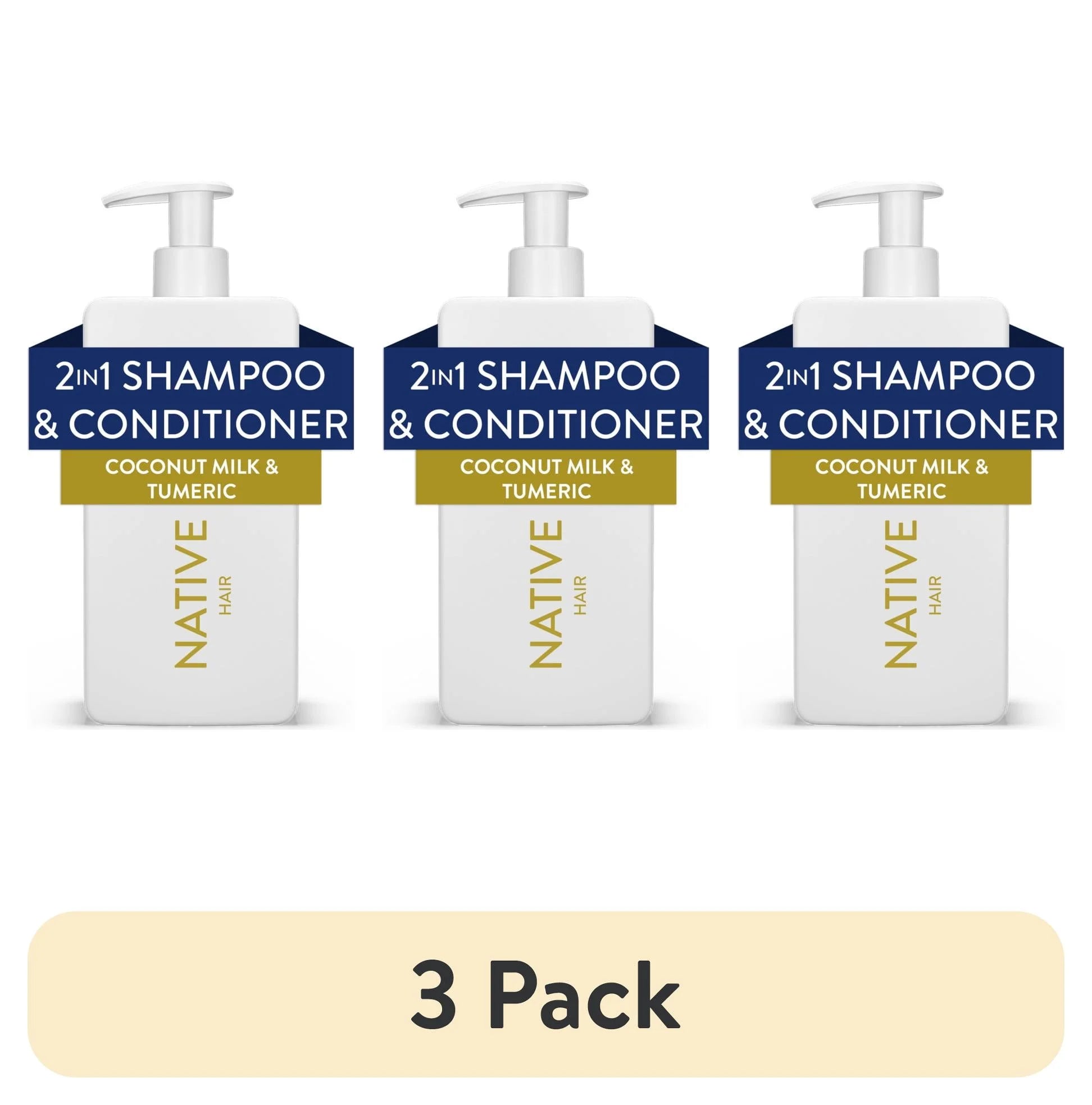 (3 Pack)  Curls Care 2-In-1 Conditioning Shampoo with Coconut Milk & Turmeric, 16.5 Oz