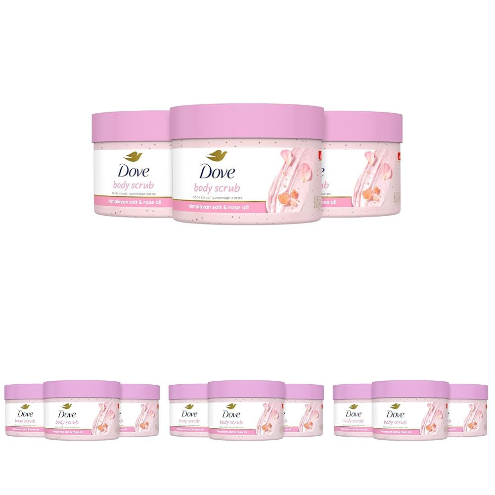 Dove Body Scrub White Peach & Crushed Rice 3 Count for Visibly Silky-Smooth, Nourished Skin, with ¼ Moisturizing Cream