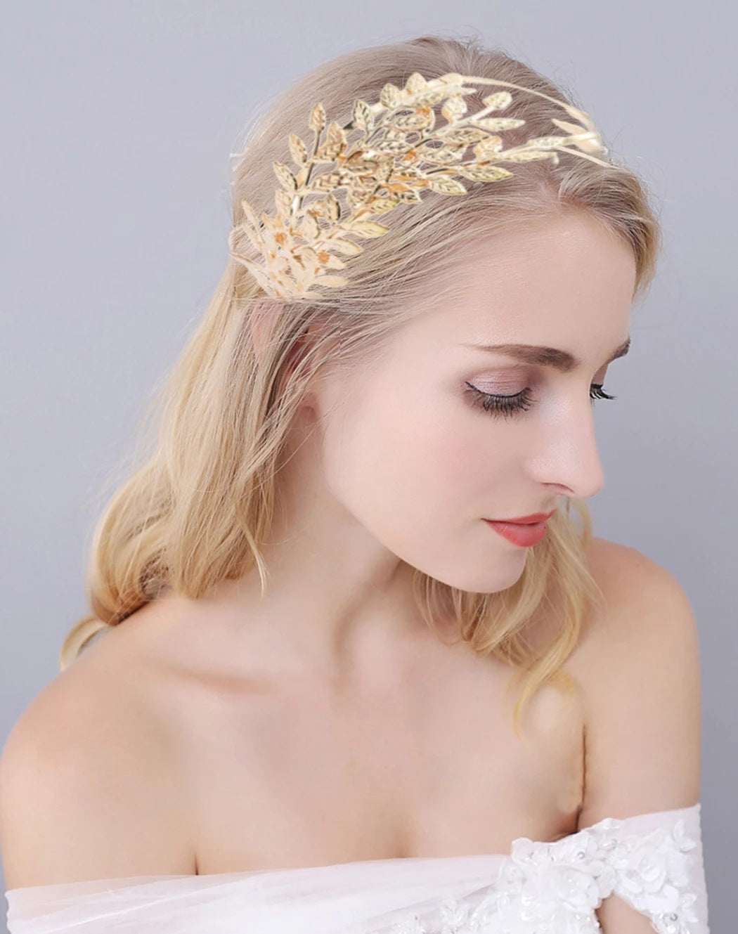 Elegant Double Leaf Headband – Gold Alloy Fashion Hair Accessory