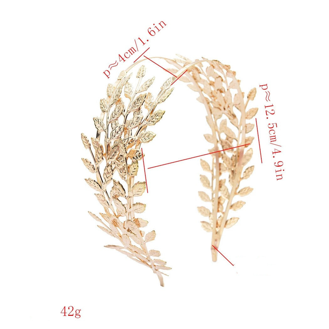 Elegant Double Leaf Headband – Gold Alloy Fashion Hair Accessory