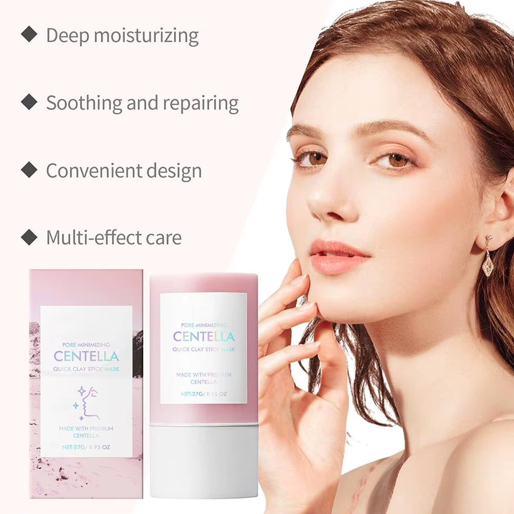Centella Clay Stick Mask 27G Deep Hydration Pore Minimizing Soothing Brightening Facial Skin Care Fast Convenient Beauty Pink
