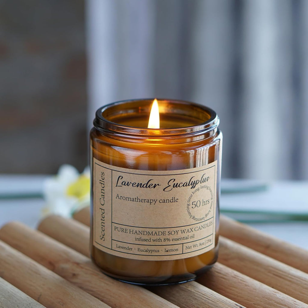 Creamy Vanilla Candles for Home Scented - 8Oz Aromatherapy Candles for Women Mom Relaxation Anxiety Stress Relief, Calming Candles Gifts for Birthday Christmas Soy Wax Candle 50 Hour Burn Time