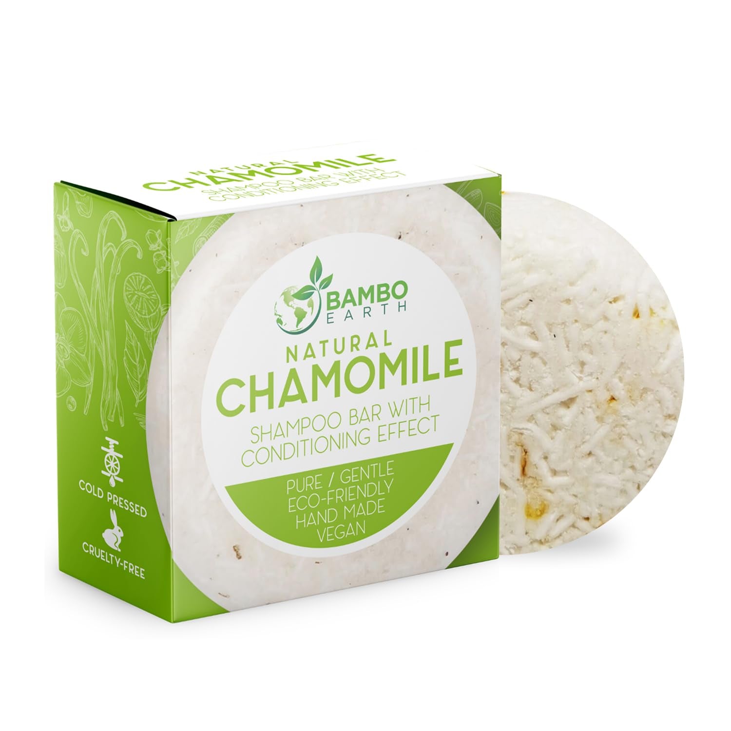 Solid Shampoo Bar and Conditioner Effect Hair Soap – 100% Organic Shampoo Bars for Hair with All Natural Plant Based Essential Oils & Zero Waste Biodegradable Packaging (Mint and Chamomile)