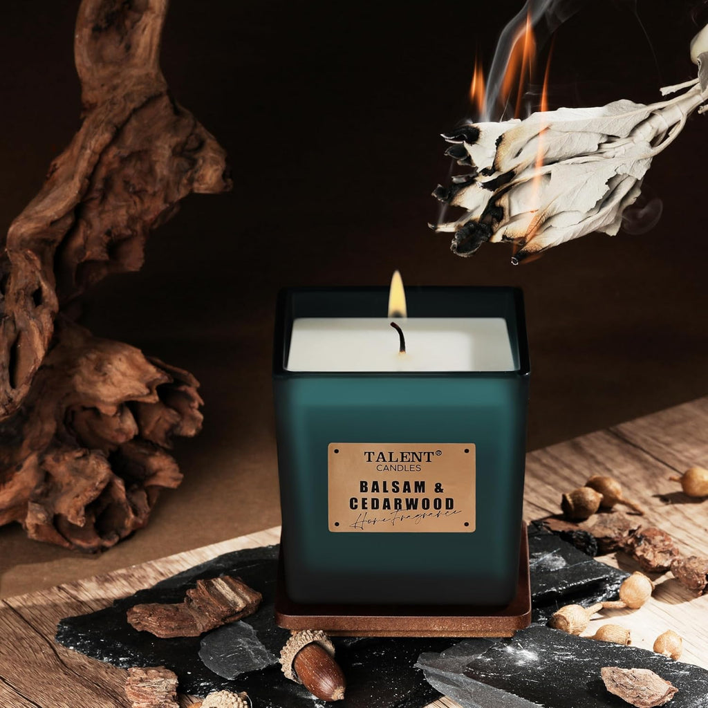 Deluxe Noble Scented Candles, Soy Candles for Home Scented, 7.05Oz, Aromatherapy Candles with Lid, Teak Mahogany