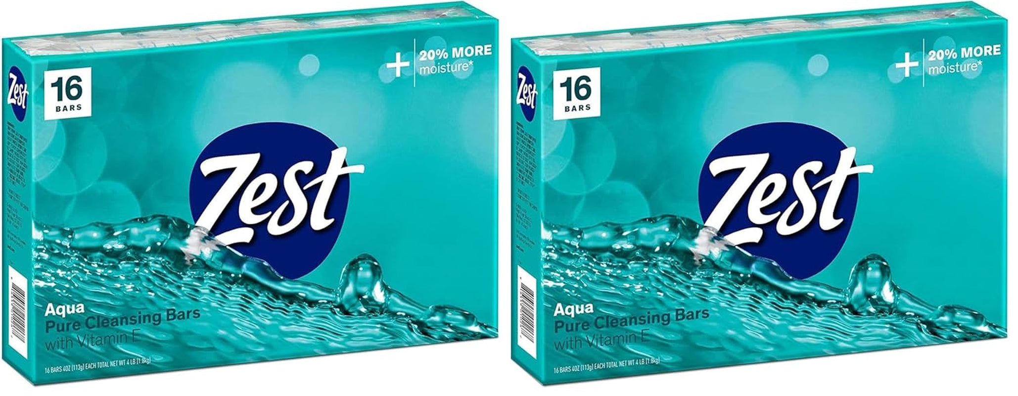 Bar Soap - Enriched with Vitamin E - Moisturizing Body Soap - Gentle Soap - Paraben-Free Soap Bar - Suitable for All Skin Types - Aqua - 16 Pc (Pack of 2)