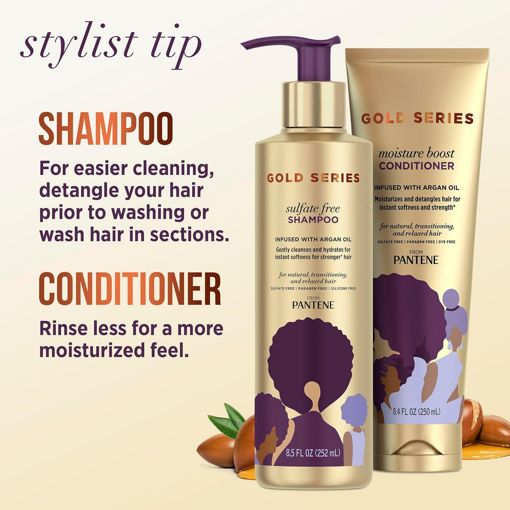 Gold Series Argan Oil from Prov for Natural and Curly Textured Hair, Sulfate Free Shampoo, 8.5 Fl Oz