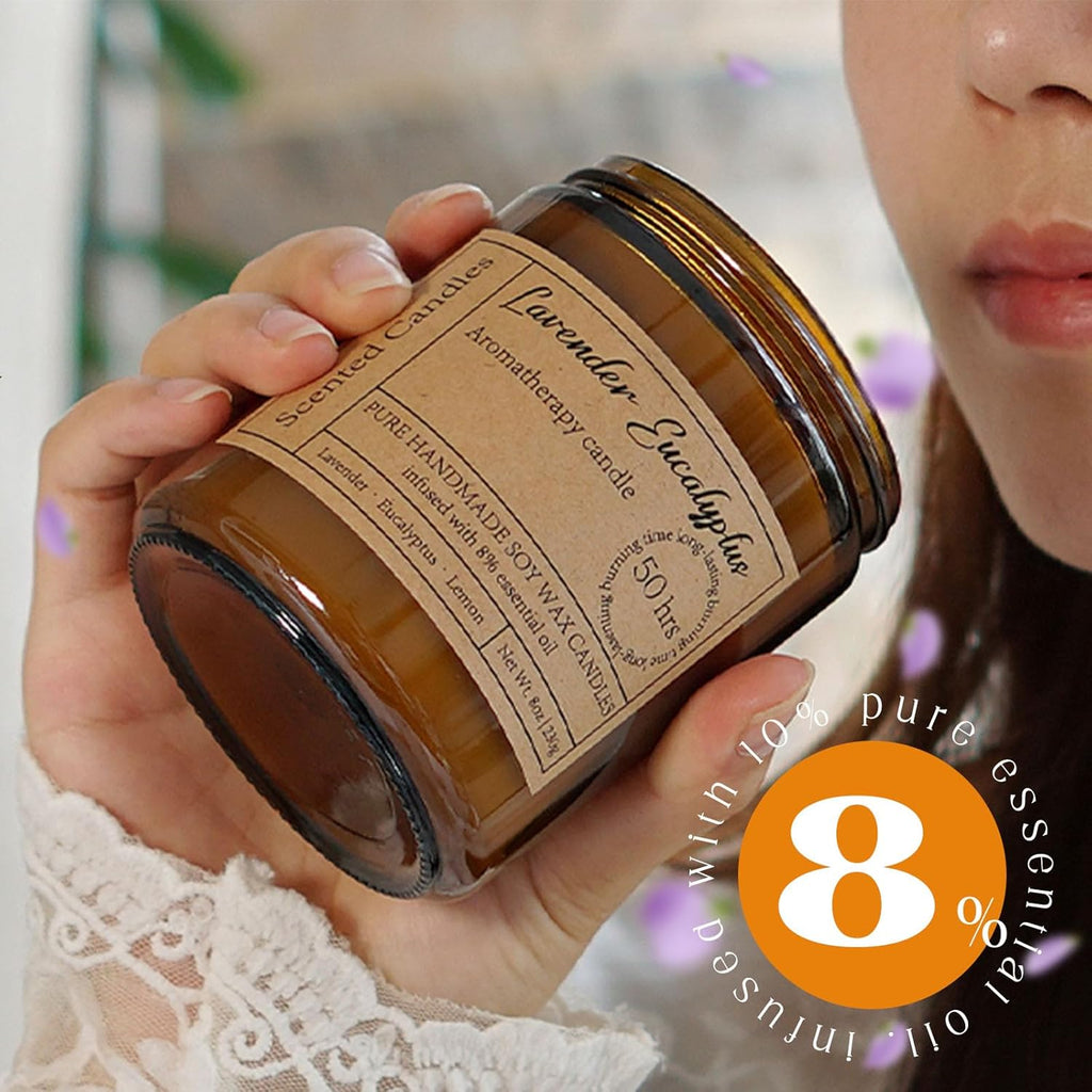 Creamy Vanilla Candles for Home Scented - 8Oz Aromatherapy Candles for Women Mom Relaxation Anxiety Stress Relief, Calming Candles Gifts for Birthday Christmas Soy Wax Candle 50 Hour Burn Time