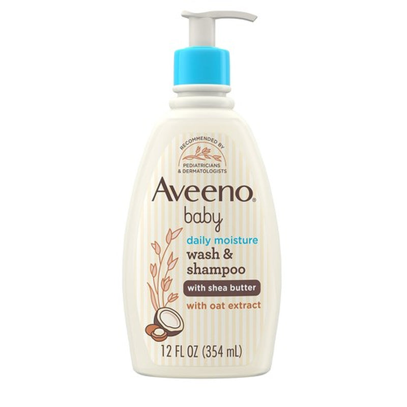 Aveeno Baby Daily Moisturizing 2 in 1 Wash and Shampoo 12 Fl Oz Coconut Scent