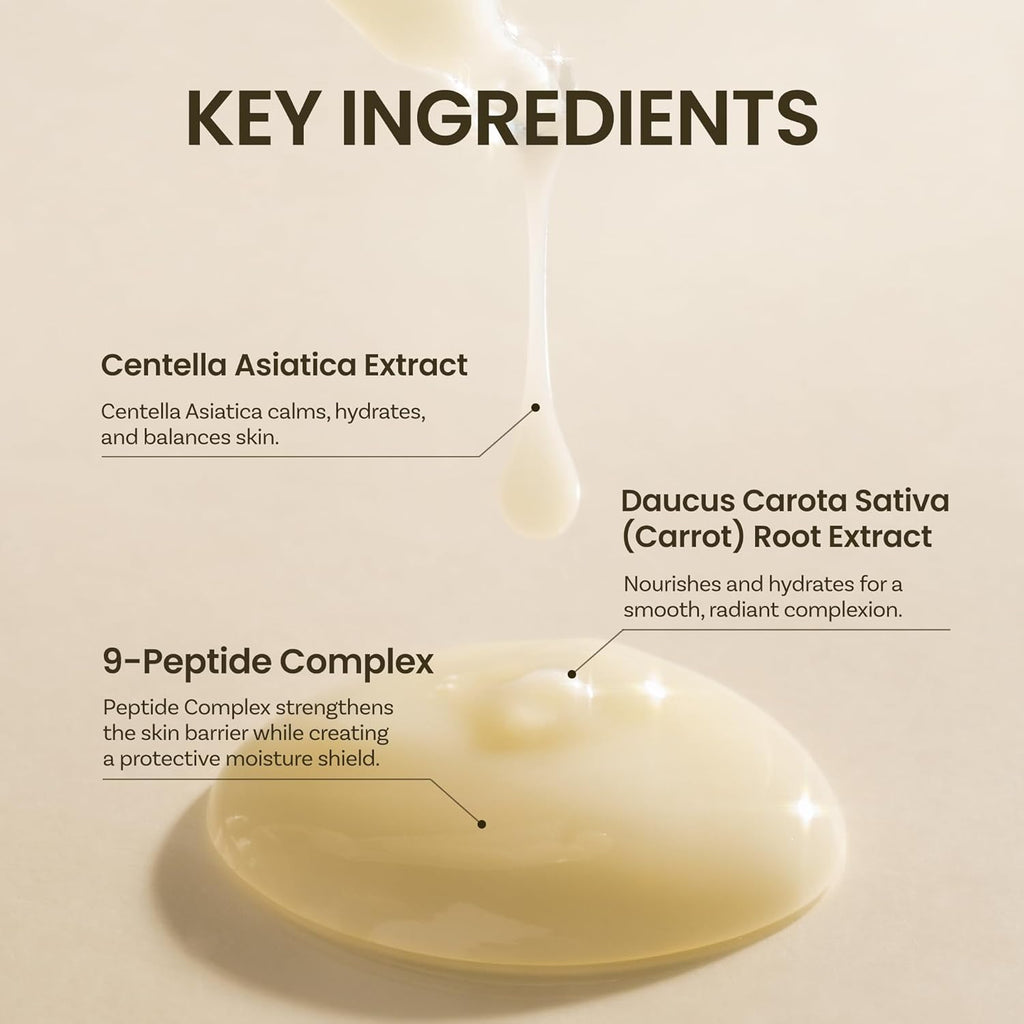 Skin Barrier Calming Lotion | Lightweight Moisturizer for Dry, Sensitive Skin | Centella, 9-Peptide Complex, Glucose, Soothing, Calming, Hydrating | Vegan, Korean Skincare (7.43 Fl Oz)