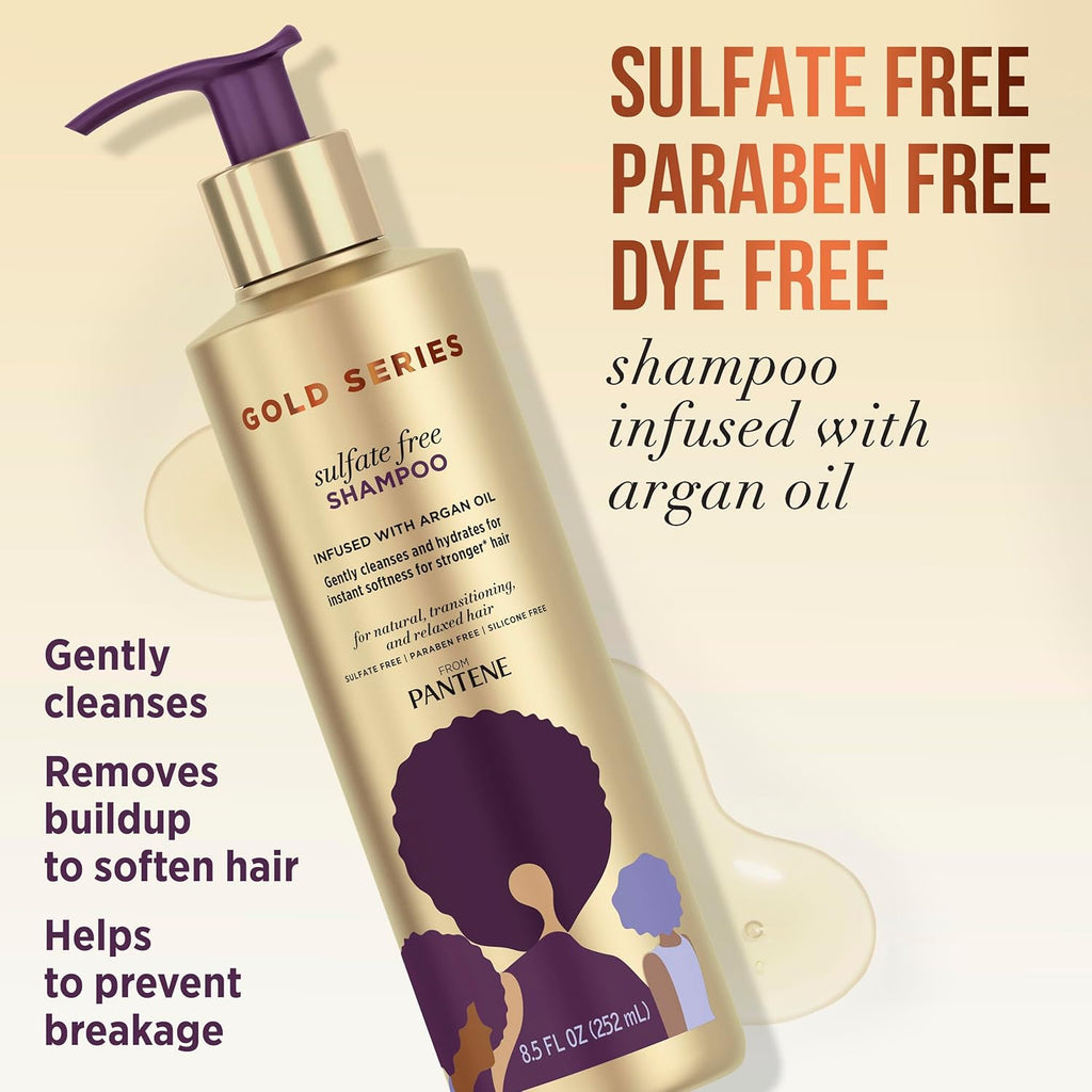 Gold Series Argan Oil from Prov for Natural and Curly Textured Hair, Sulfate Free Shampoo, 8.5 Fl Oz