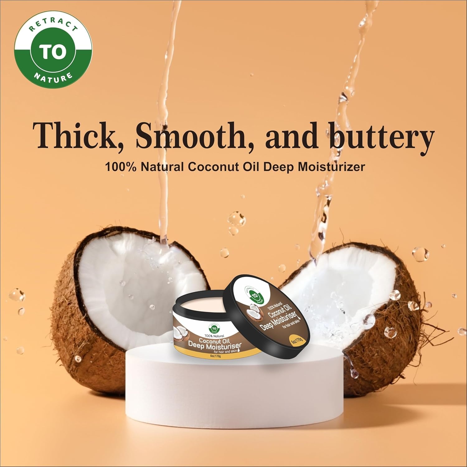 Coconut Oil Deep Moisturizer 6Oz/170Gm | 100% Natural, All Natural Ingredients I Deeply Moisturizer Skin and Hair