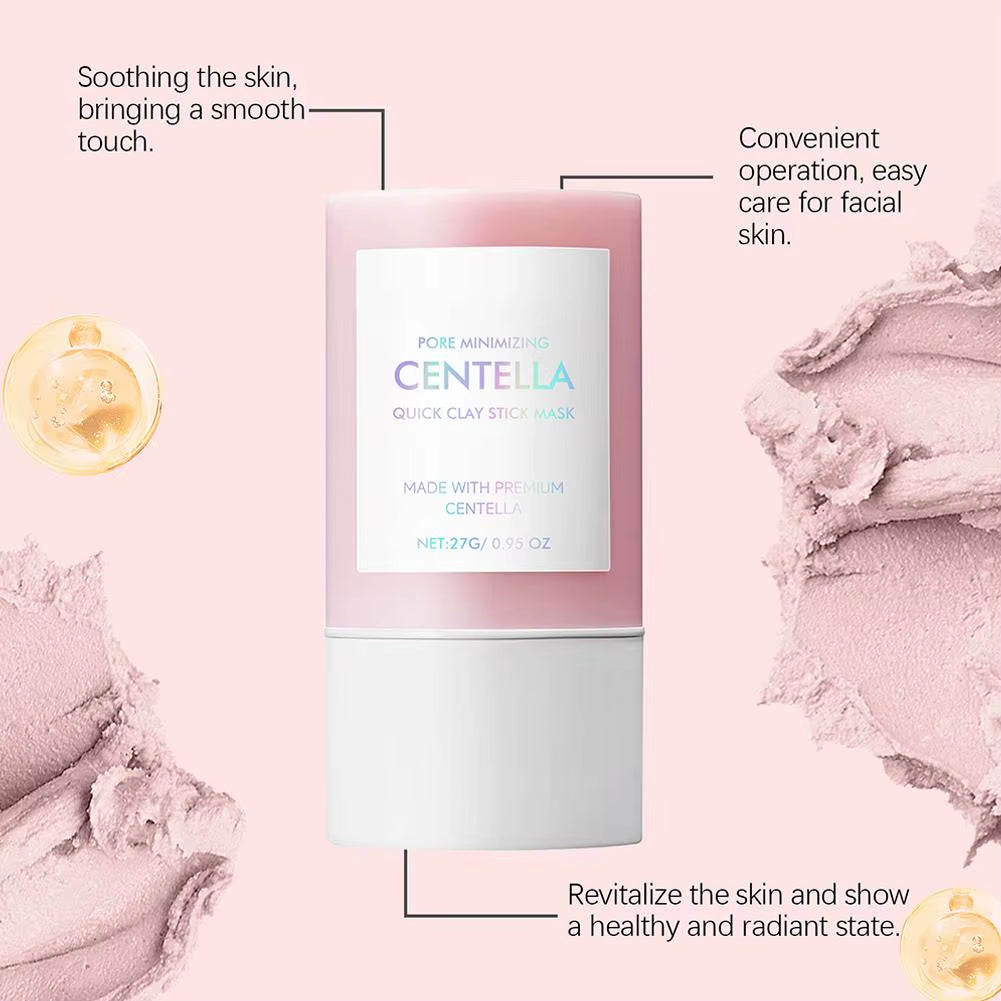 Centella Clay Stick Mask 27G Deep Hydration Pore Minimizing Soothing Brightening Facial Skin Care Fast Convenient Beauty Pink