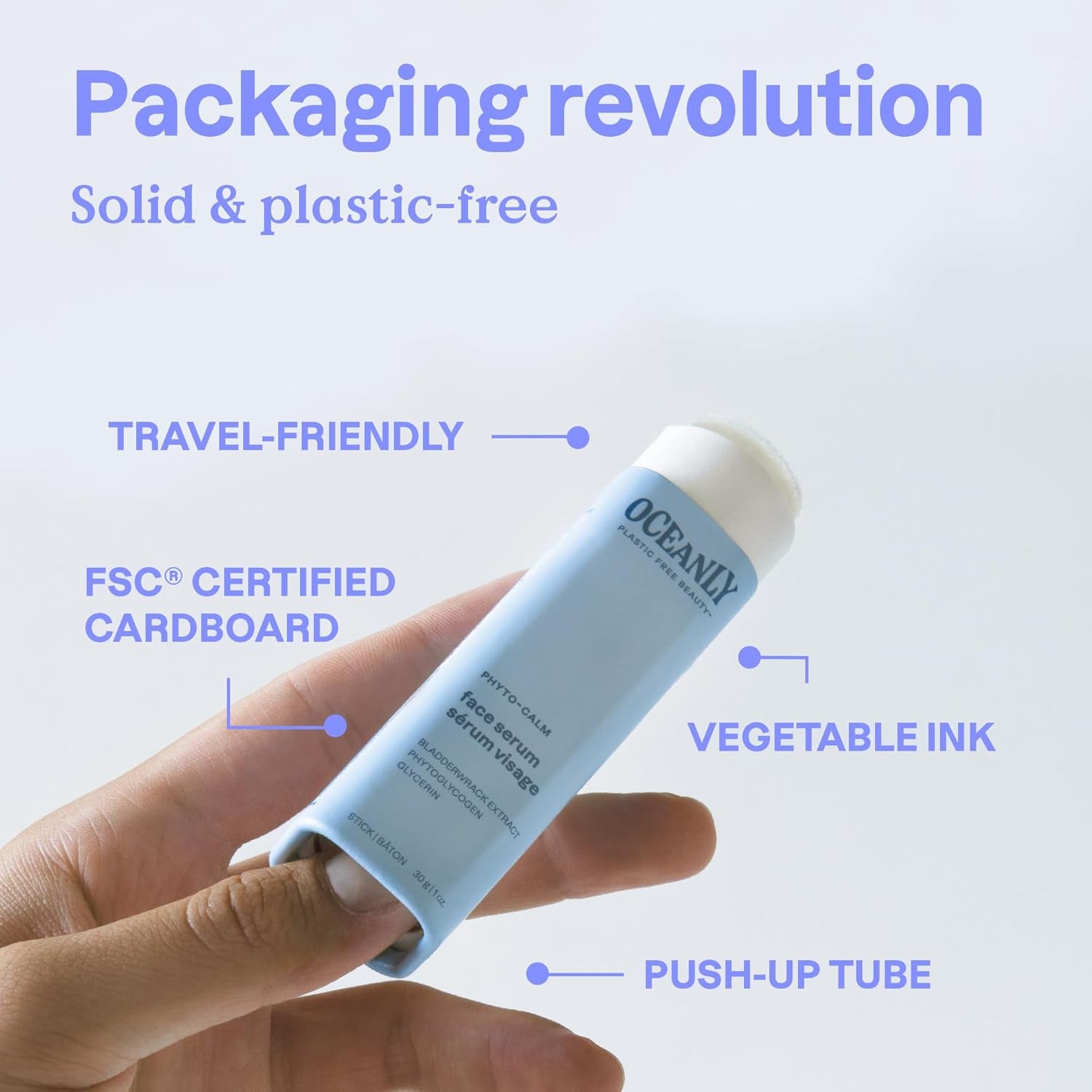 Oceanly Face Serum Stick, EWG Verified, Plastic-Free, Plant and Mineral-Based Ingredients, Vegan and Cruelty-Free Beauty Products, PHYTO AGE, Unscented, 1 Ounce