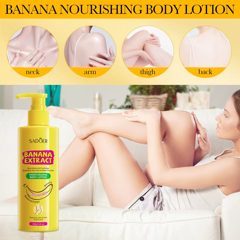 300G Whitening Moisturizing Body Lotion Brightening Hydrating Banana Extract Body Cream Smooth Nourish Body Skin Care Product