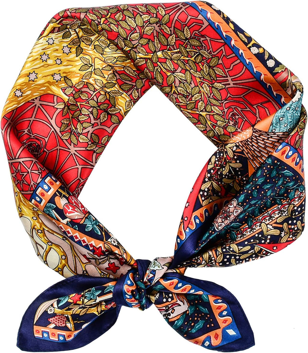 100% Silk Head Scarf for Women - 27" Hair Scarves Satin Bandanas Square for Night Sleeping with Gift Packed