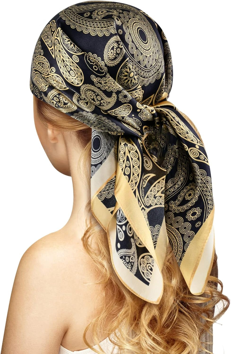 100% Silk Head Scarf for Women - 27" Hair Scarves Satin Bandanas Square for Night Sleeping with Gift Packed