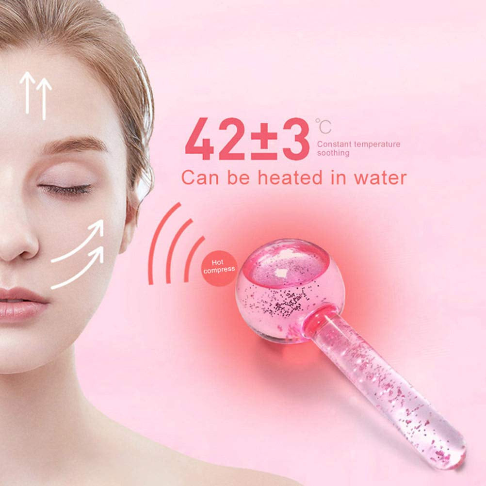 Ice Globes for Facials- Freezer Free Face Rollers with Essence for Daily Beauty Routines, Skin Massagers Globes Durable Quartz Glass for Reduce Puffiness Skin Cooling (Update Green)