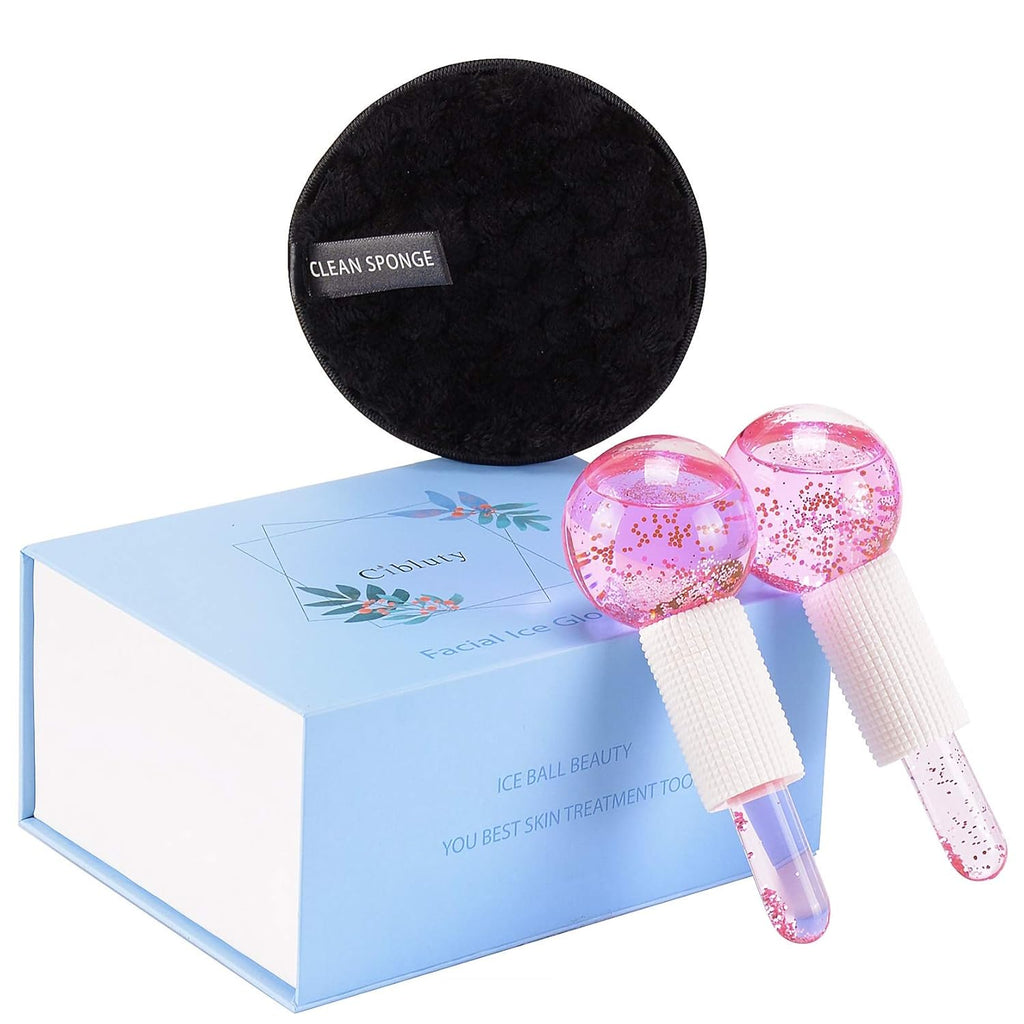Ice Globes for Facials- Freezer Free Face Rollers with Essence for Daily Beauty Routines, Skin Massagers Globes Durable Quartz Glass for Reduce Puffiness Skin Cooling (Update Green)