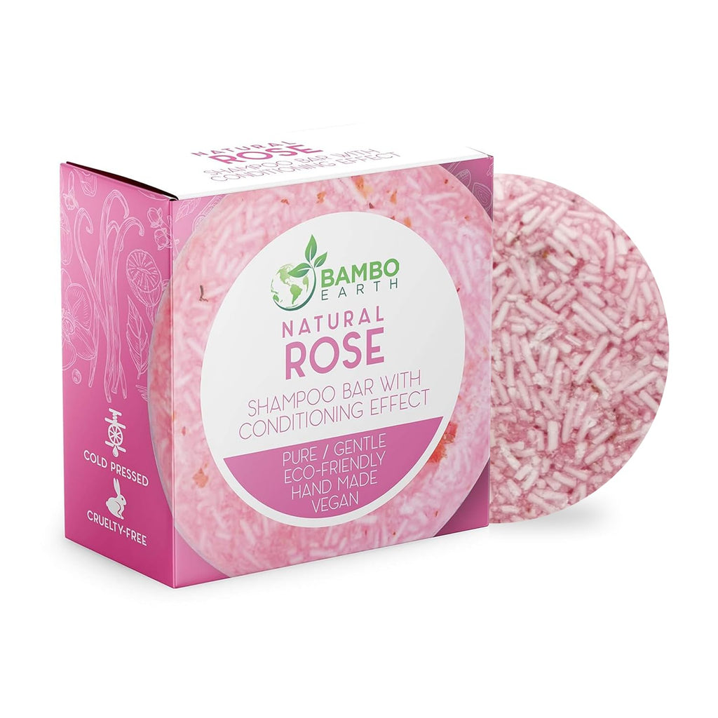 Solid Shampoo Bar and Conditioner Effect Hair Soap – 100% Organic Shampoo Bars for Hair with All Natural Plant Based Essential Oils and Zero Waste Biodegradable Packaging (Rose)
