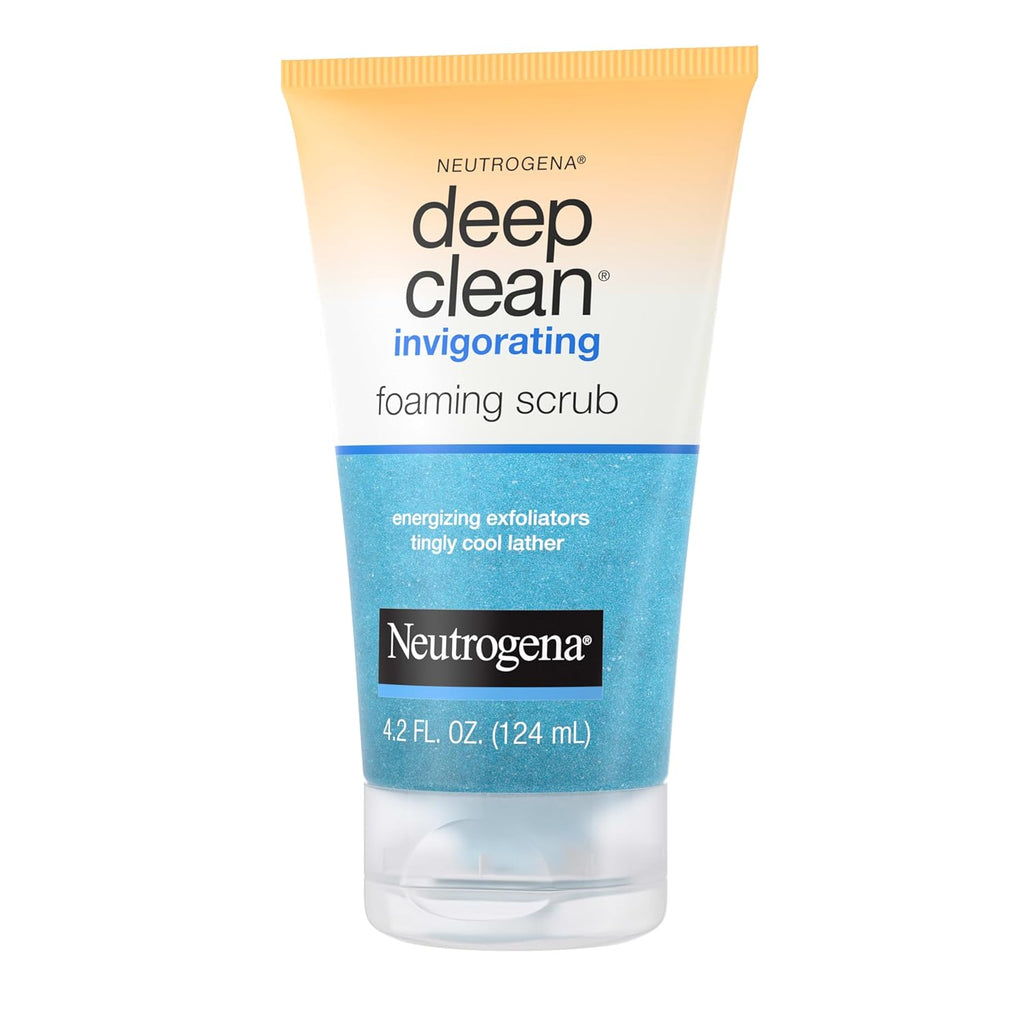 Deep Clean Invigorating Foaming Daily Exfoliating Facial Scrub with Glycerin, Gentle, Cooling & Exfoliating Gel Face Wash to Remove Impurities, Dirt, Oil & Makeup, 4.2 Fl. Oz