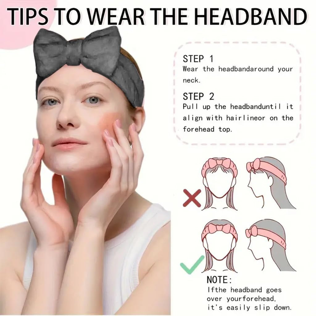 Spa Headband,Makeup Headband Set,For Face Washing Skin Care Accessories,Girls Headbands and Wristbands for Washing Face Head and Wrist Band Set