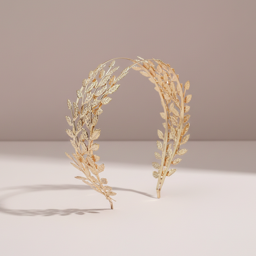 Elegant Double Leaf Headband – Gold Alloy Fashion Hair Accessory