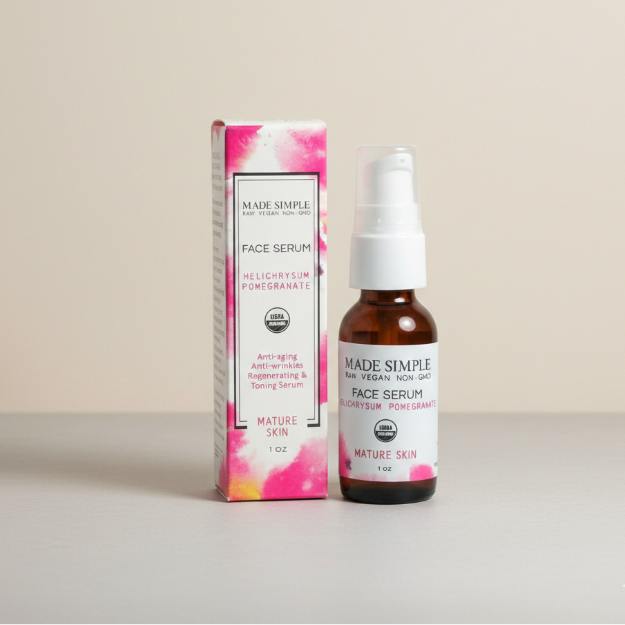 Helichrysum Pomegranate Face Serum for Mature Skin - Certified Organic, Vegan & Cruelty-free