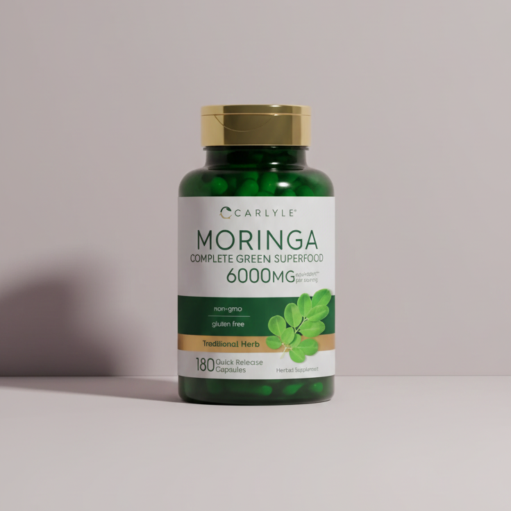 Moringa Oleifera Capsules 6000 Mg | 180 Count | Green Superfood | by Carlyle