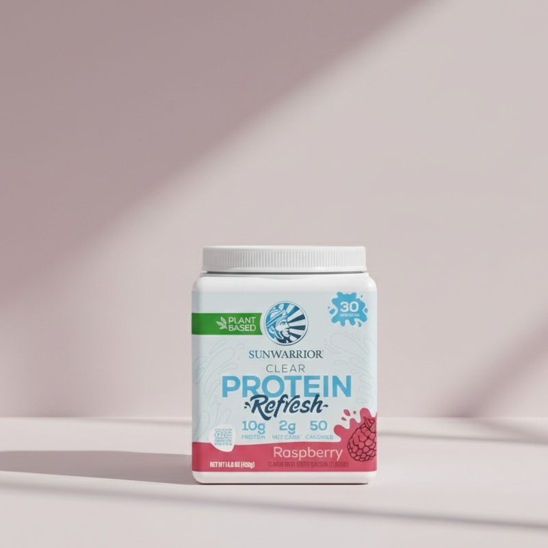 Clear Protein Powder - Plant-Based Hydration Supplement, Vegan Raspberry Flavor, 10g Protein per Serving, 420g Tub (30 Servings)