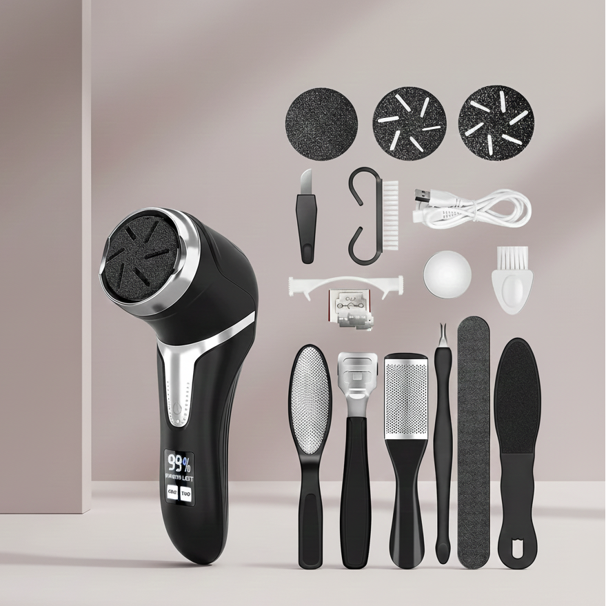 Electric Callus Remover for Feet with Vacuum, Professional Pedicure Tools Kit Callus Remover, Rechargeable Waterproof Foot File for Foot Care Deadskin Remover with 3 Heads & 2 Speed, LCD Display