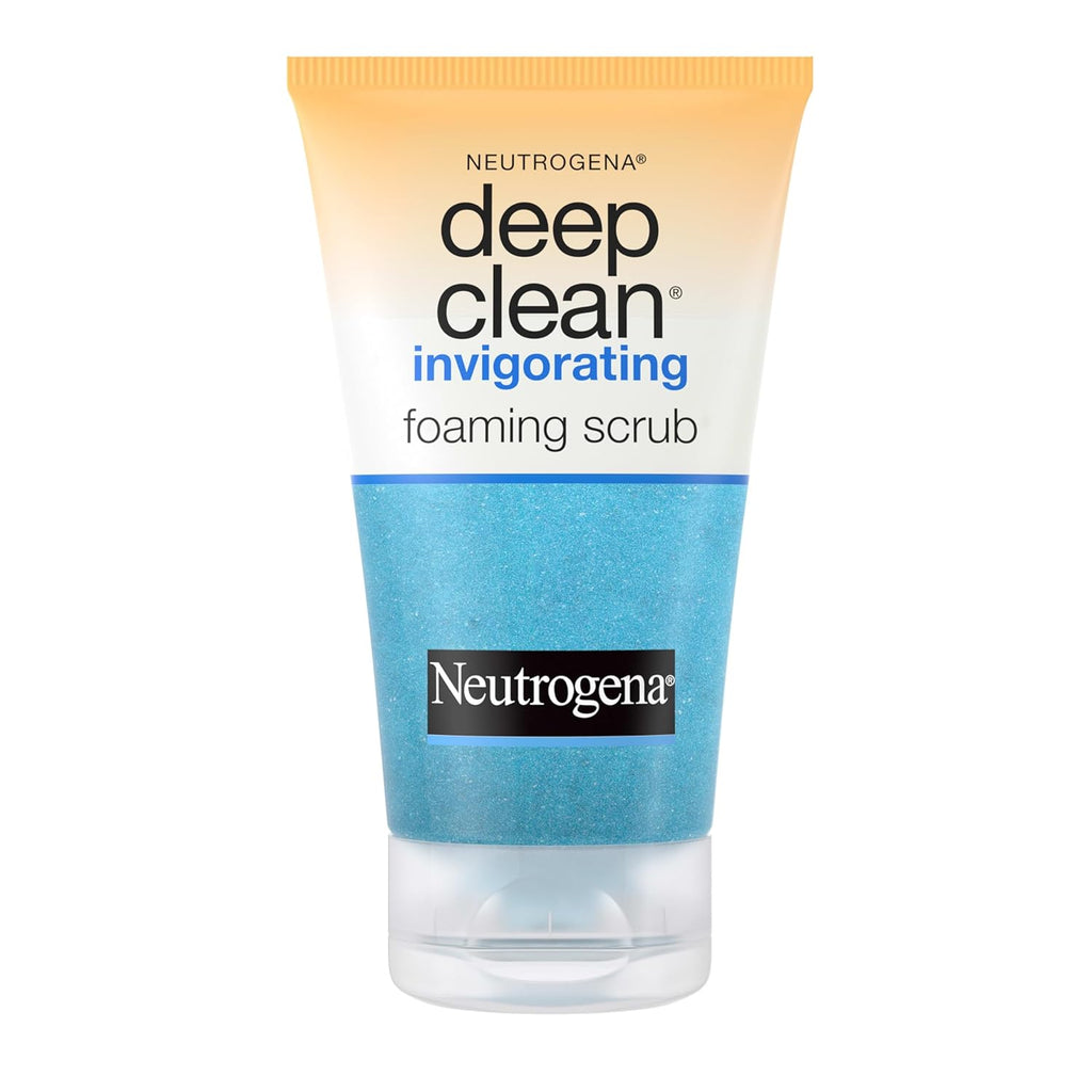 Deep Clean Invigorating Foaming Daily Exfoliating Facial Scrub with Glycerin, Gentle, Cooling & Exfoliating Gel Face Wash to Remove Impurities, Dirt, Oil & Makeup, 4.2 Fl. Oz