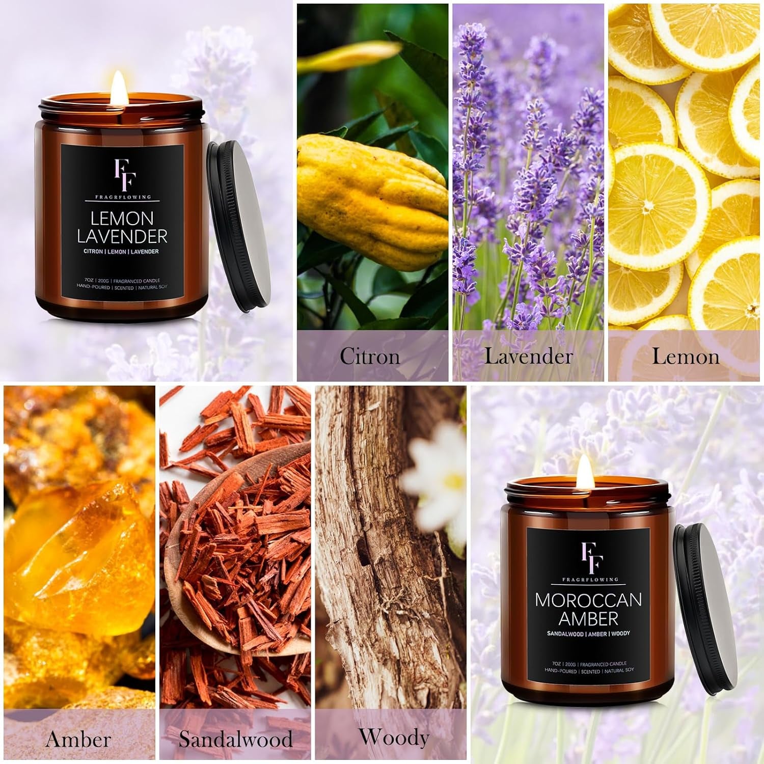 Sage & Citrus Candle, Scented Candle for Home Soy Wax Candle, Aromatherapy Candle Gift for Women Men, 7Oz