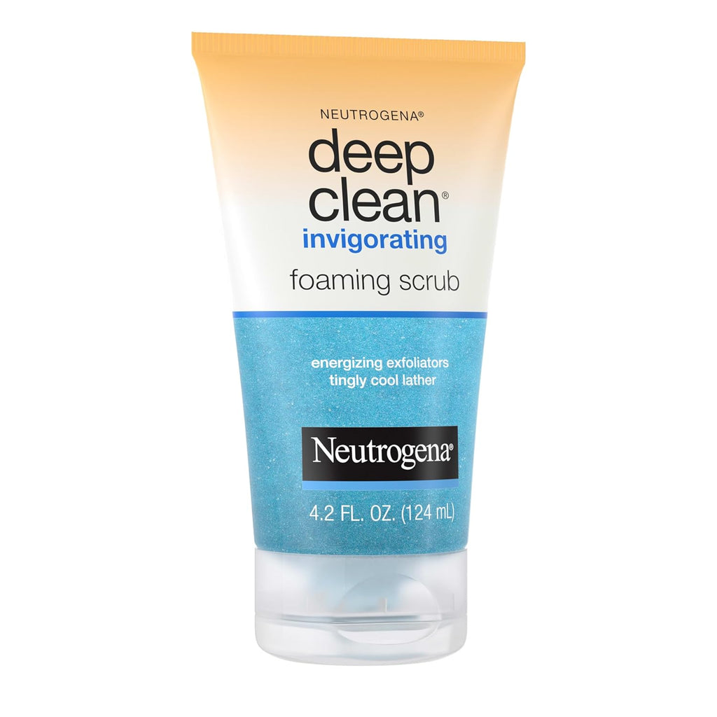 Deep Clean Invigorating Foaming Daily Exfoliating Facial Scrub with Glycerin, Gentle, Cooling & Exfoliating Gel Face Wash to Remove Impurities, Dirt, Oil & Makeup, 4.2 Fl. Oz