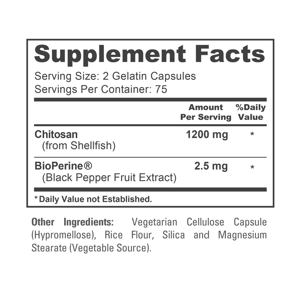 Chitosan 1200Mg, 150 Capsules - Non-Gmo, Soy Free, Dietary Supplement for Unisex Adult Health & Wellness