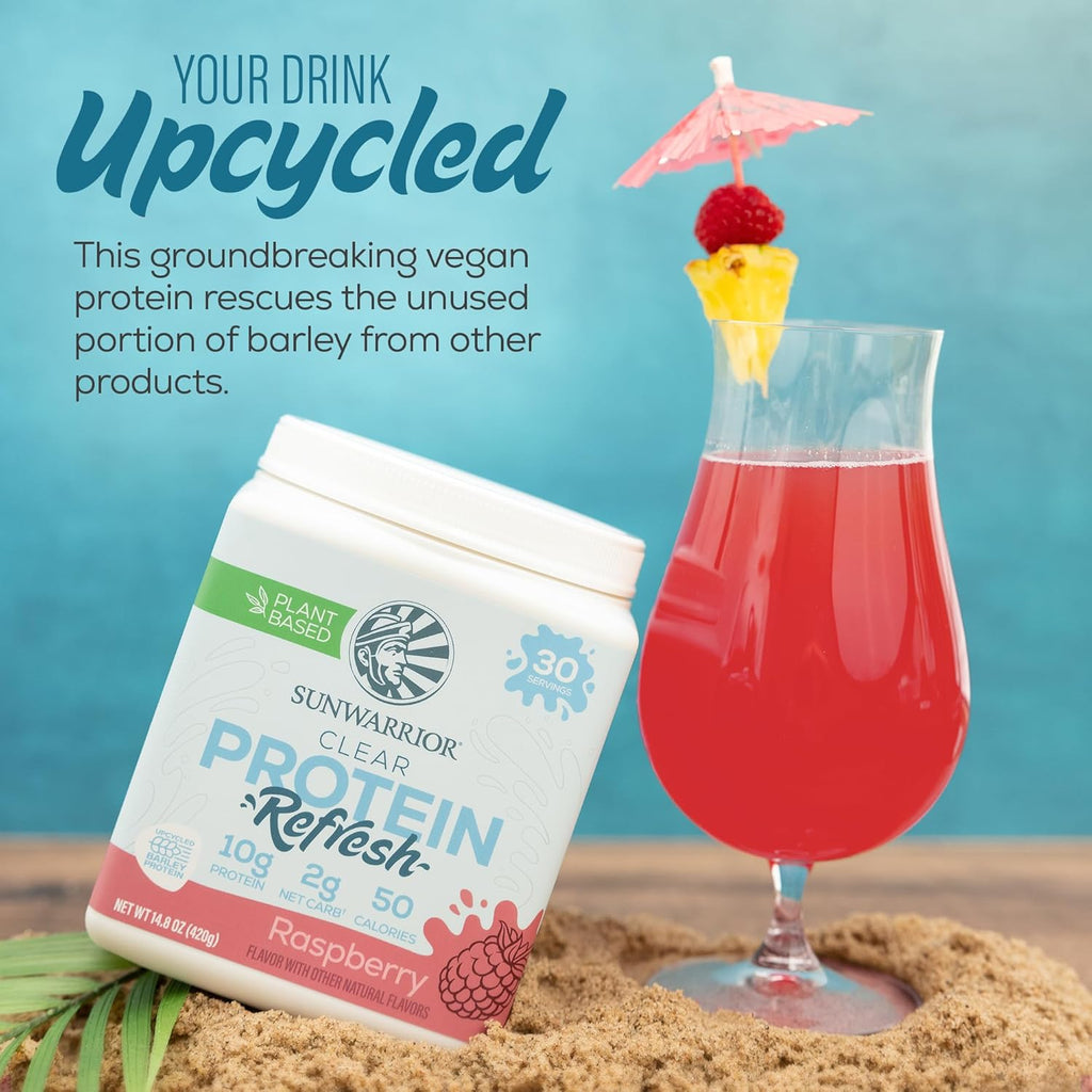 Clear Protein Powder - Plant-Based Hydration Supplement, Vegan Raspberry Flavor, 10g Protein per Serving, 420g Tub (30 Servings)