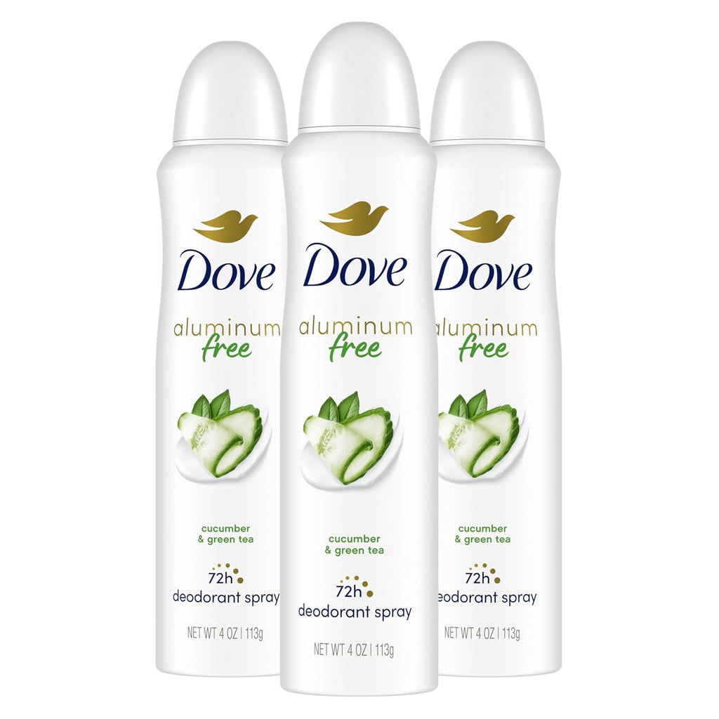 Aluminum Free Deodorant Spray for Women 3 Count Cucumber & Green Tea 72 Hour Odor Protection 4 Oz