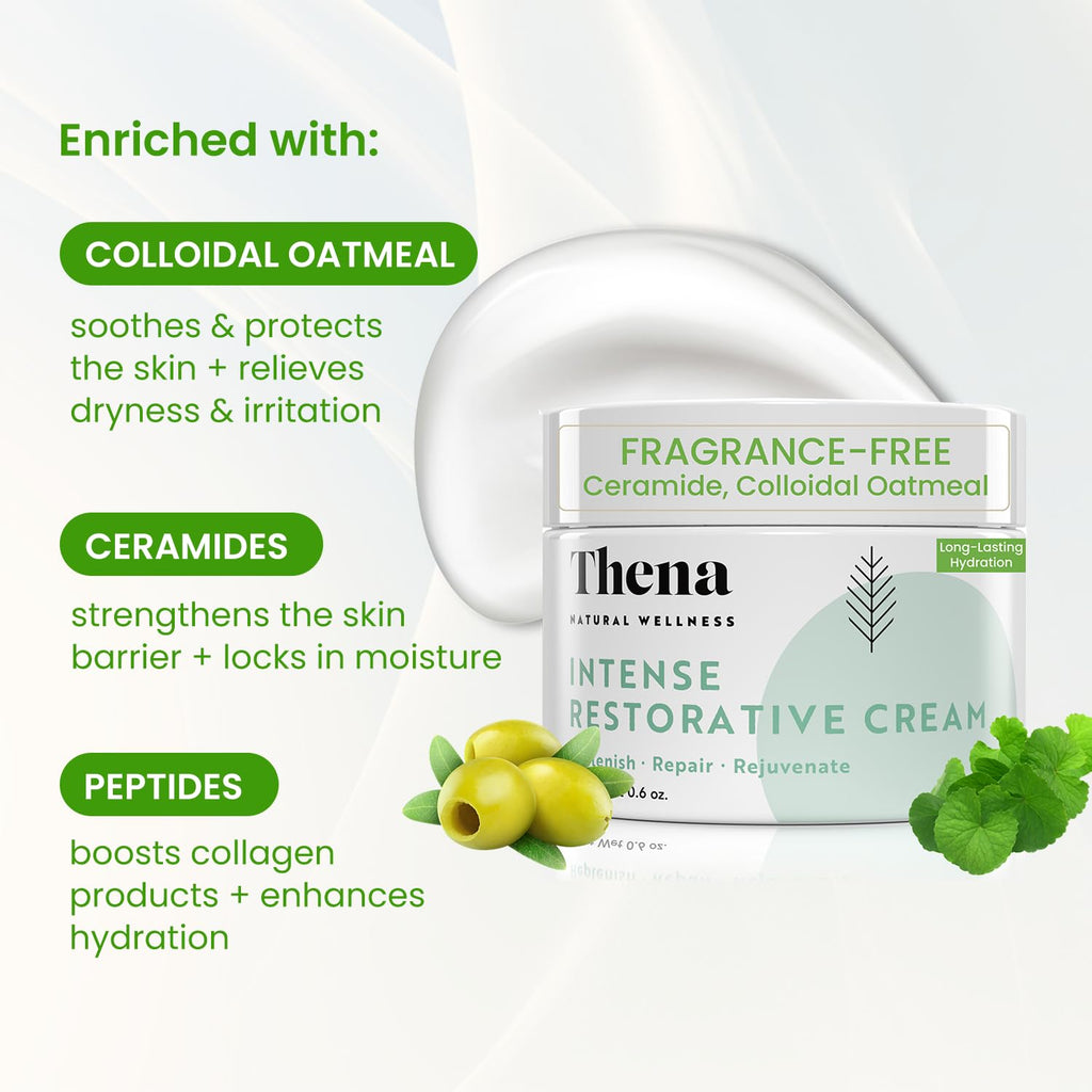 Barrier Repair Organic Face Cream Moisturizer with Ceramides Squalane Centella & Niacinamide, Fragrance Free, Non-Comedogenic, Gentle Soothing Hydration for Dry, Sensitive, Normal Skin, Travel Size
