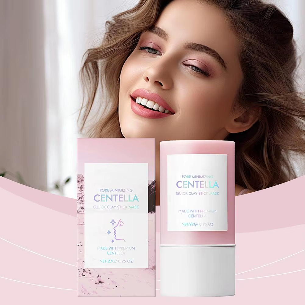 Centella Clay Stick Mask 27G Deep Hydration Pore Minimizing Soothing Brightening Facial Skin Care Fast Convenient Beauty Pink