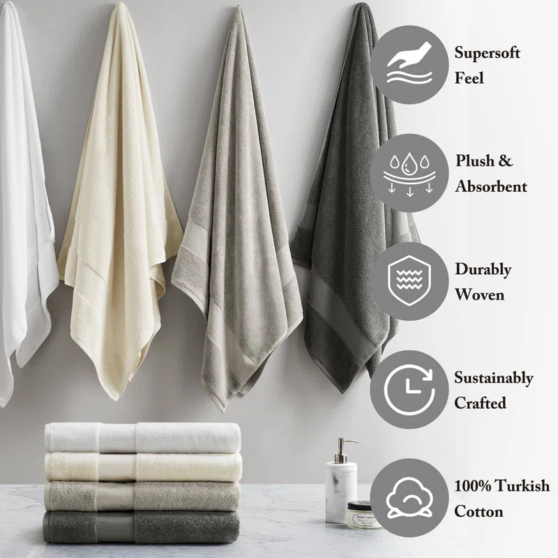 Turkish 100% Cotton Oversized Quick Dry Highly Absorbent Towel Set