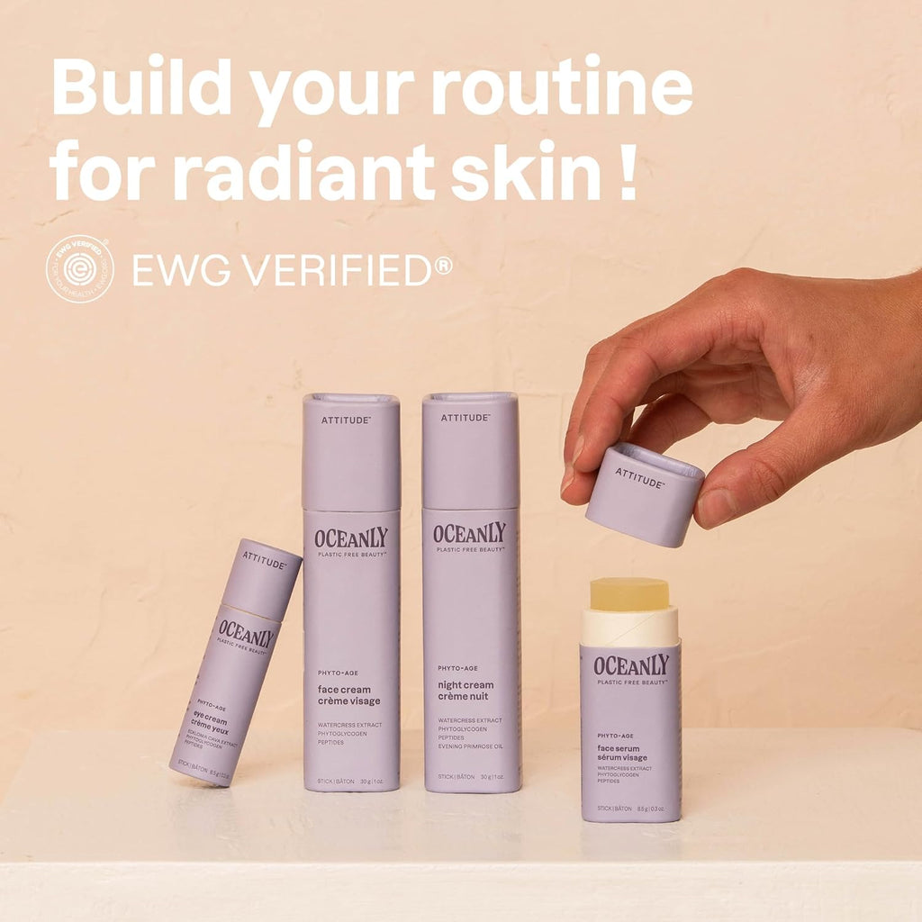 Oceanly Face Serum Stick, EWG Verified, Plastic-Free, Plant and Mineral-Based Ingredients, Vegan and Cruelty-Free Beauty Products, PHYTO AGE, Unscented, 1 Ounce