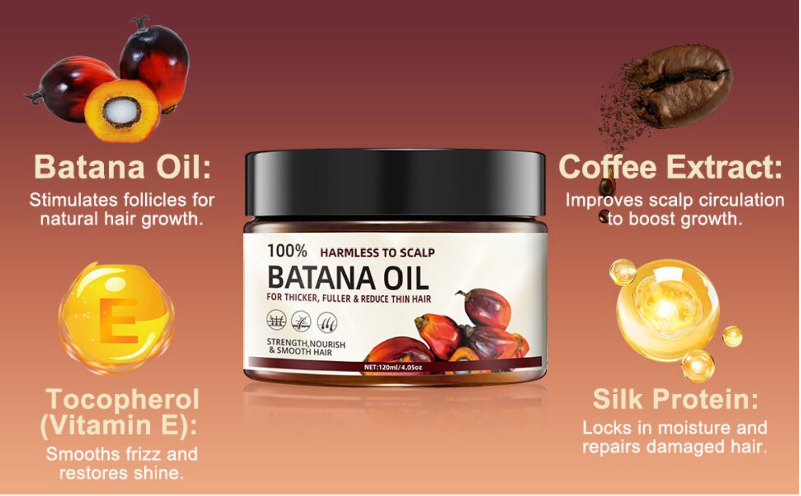 Natural Batana Oil for Hair Growth Healthier Thicker Fuller anti Hair Loss