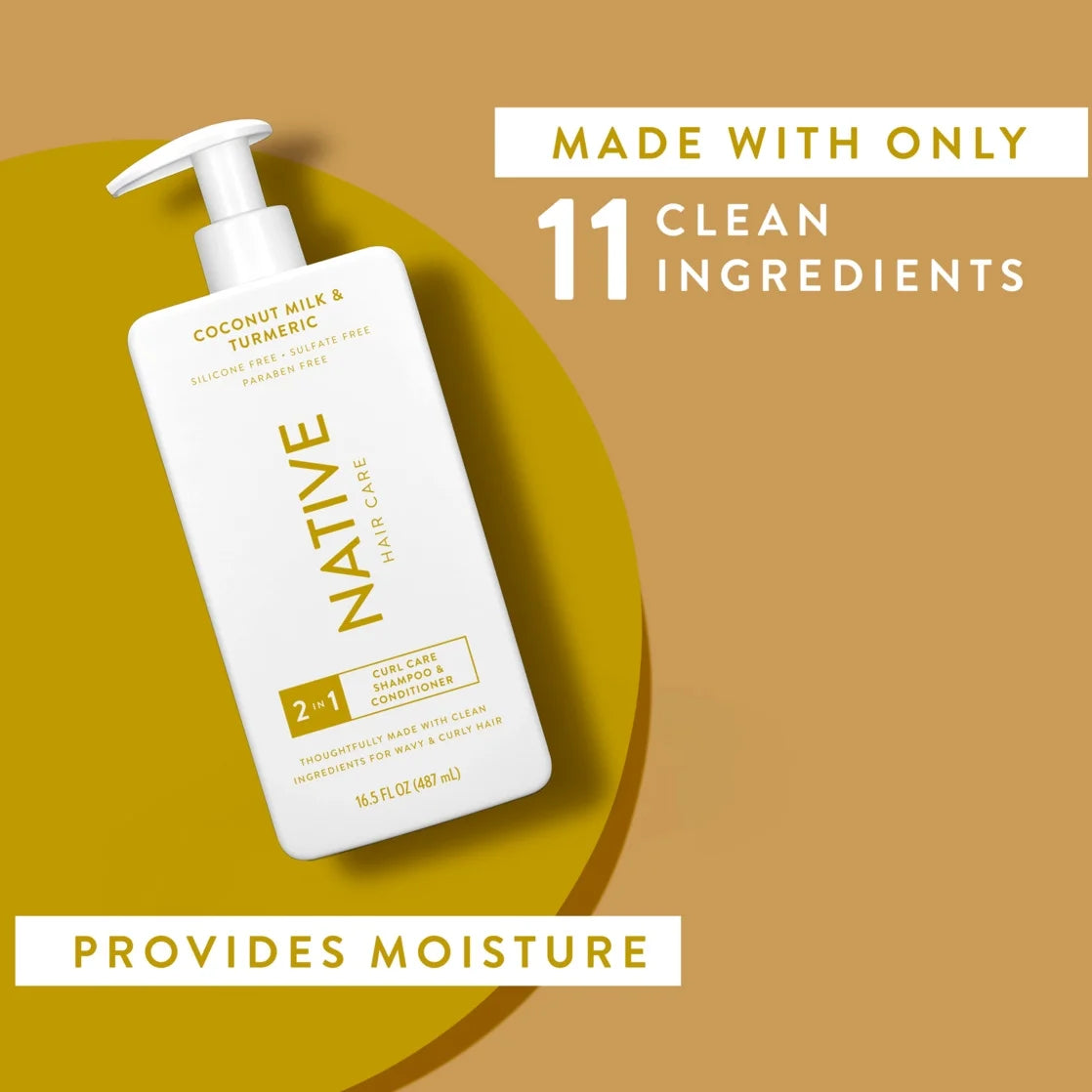 (3 Pack)  Curls Care 2-In-1 Conditioning Shampoo with Coconut Milk & Turmeric, 16.5 Oz