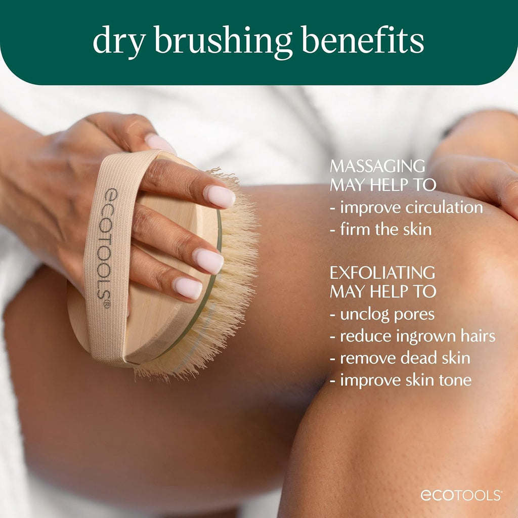 Dry Body Brush, for Post Shower & Bath Skincare Routine, Removes Dirt & Promotes Blood Circulation, Helps Reduce Appearance of Cellulite, Eco-Friendly, Vegan & Cruelty-Free, 1 Count