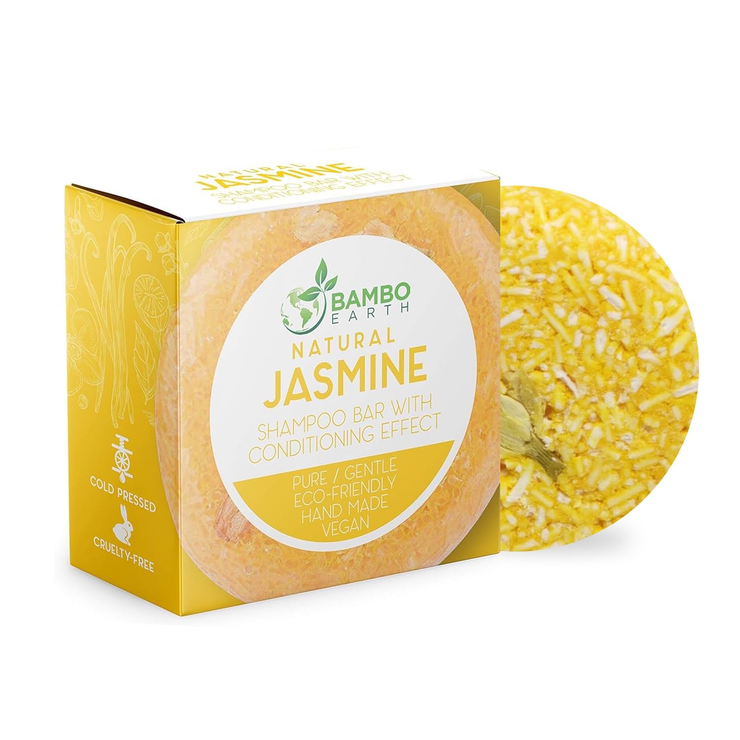 Solid Shampoo Bar and Conditioner Effect Hair Soap – 100% Organic Shampoo Bars for Hair with All Natural Plant Based Essential Oils and Zero Waste Biodegradable Packaging (Jasmine)