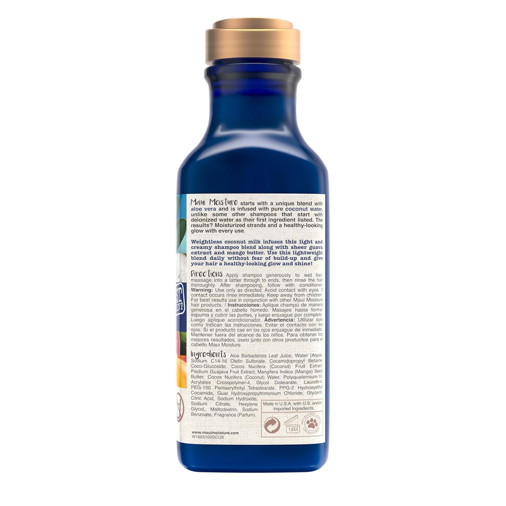 Nourish & Moisture + Coconut Milk Shampoo to Hydrate and Detangle Curly Hair, Lightweight Daily Moisturizing Shampoo, Vegan, Silicone & Paraben-Free, 13 Fl Oz