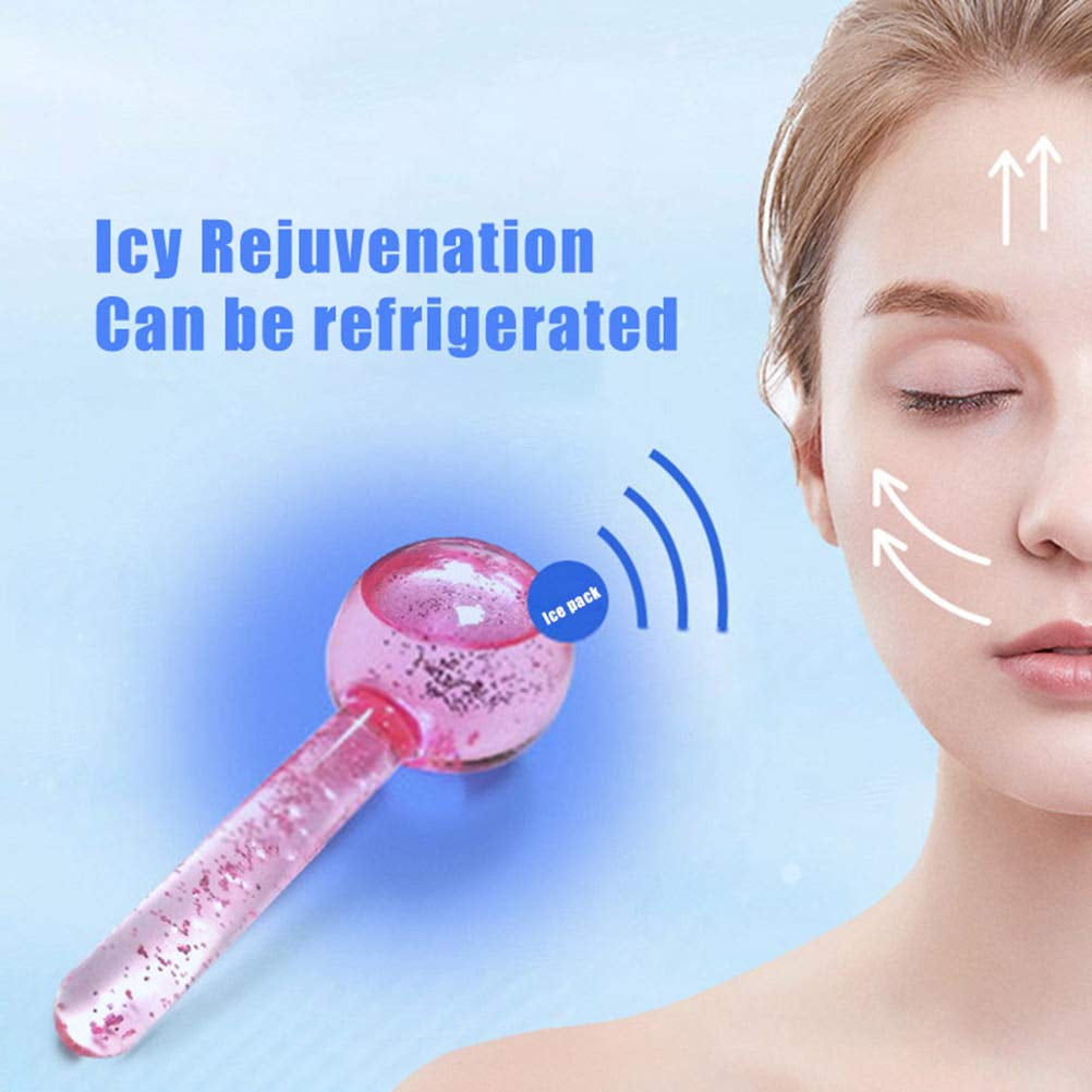 Ice Globes for Facials- Freezer Free Face Rollers with Essence for Daily Beauty Routines, Skin Massagers Globes Durable Quartz Glass for Reduce Puffiness Skin Cooling (Update Green)