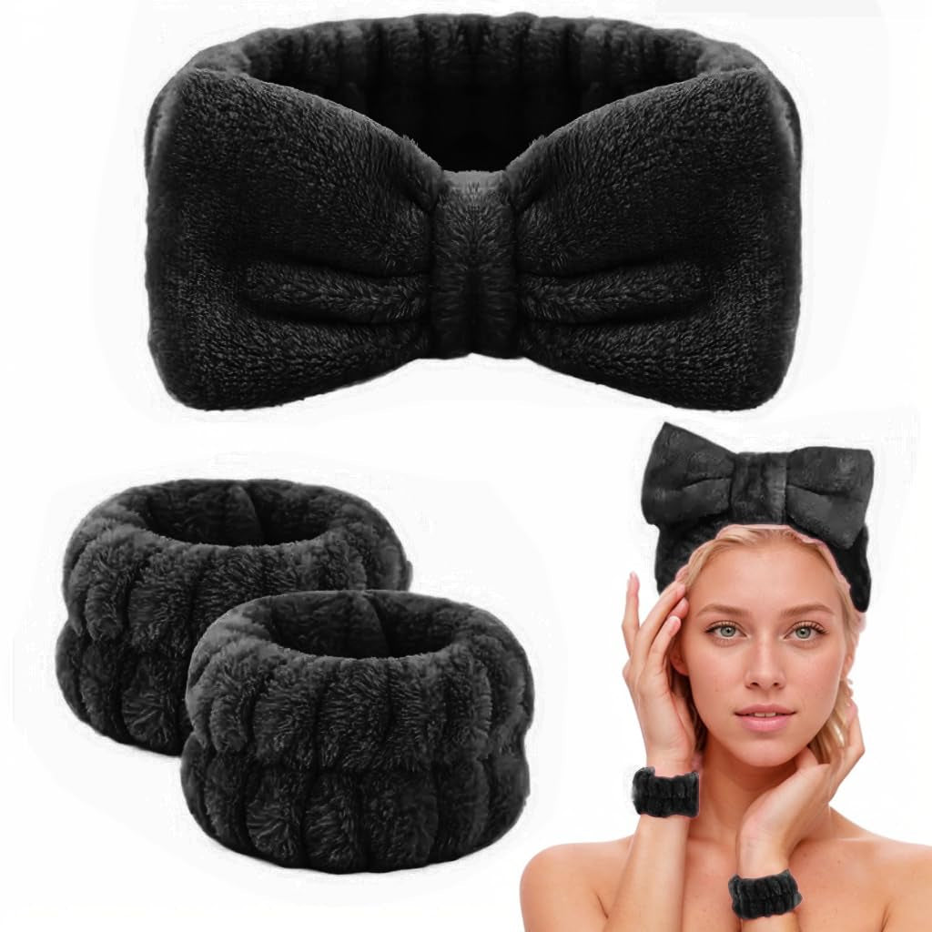 Spa Headband,Makeup Headband Set,For Face Washing Skin Care Accessories,Girls Headbands and Wristbands for Washing Face Head and Wrist Band Set