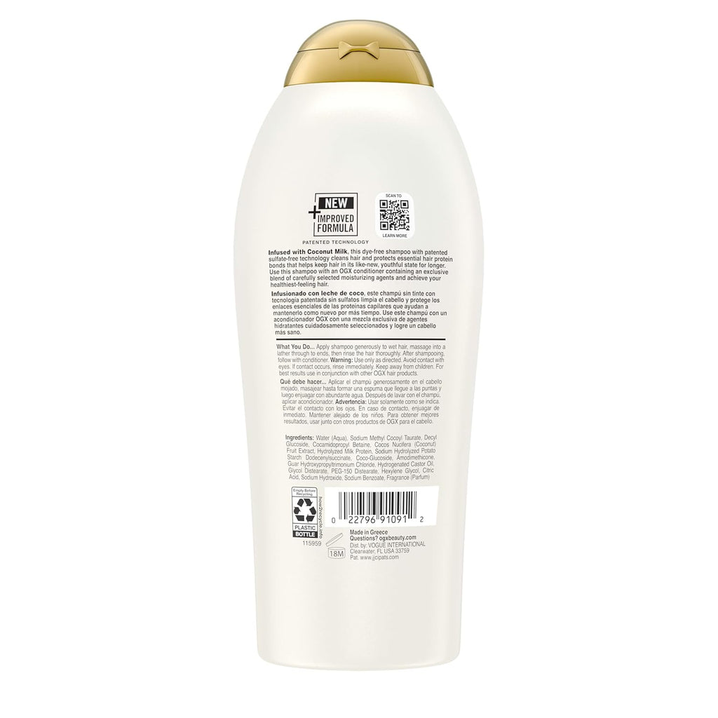 Nourishing + Coconut Milk Shampoo, Hydrating & Restoring Shampoo Moisturizes for Soft Hair after the First Use, Paraben-Free, Sulfate-Free Surfactants, 25.4 Fl. Oz