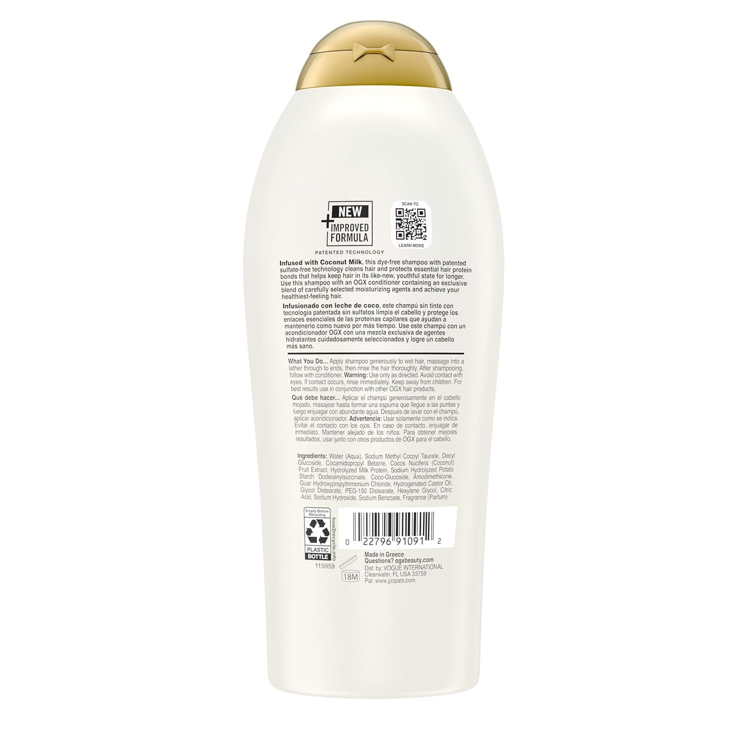 Nourishing + Coconut Milk Shampoo, Hydrating & Restoring Shampoo Moisturizes for Soft Hair after the First Use, Paraben-Free, Sulfate-Free Surfactants, 25.4 Fl. Oz
